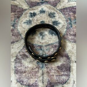 Marc by Marc Jacobs Black Genuine Leather Bracelet w/ Gold-Toned Discs